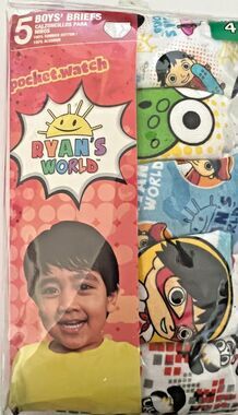 Boys Size 4 (34-43lbs) Ryan's World 5-Pack Cotton Briefs Underwear Brand New!